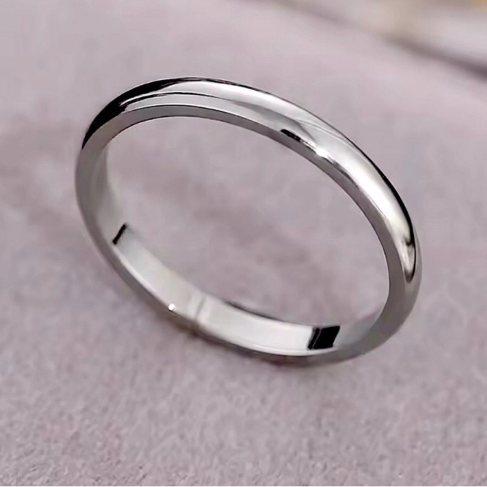 SILVER STEEL SIMPLE MINIMALIST PROMISE ENGAGEMENT WEDDING BAND RING